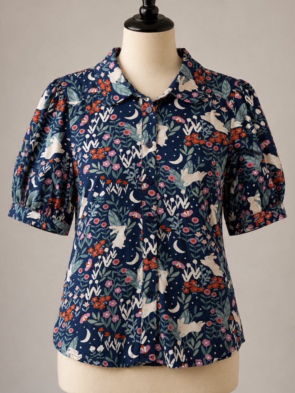 Princess Highway Floral Bunny Rabbit Print Button Down Top